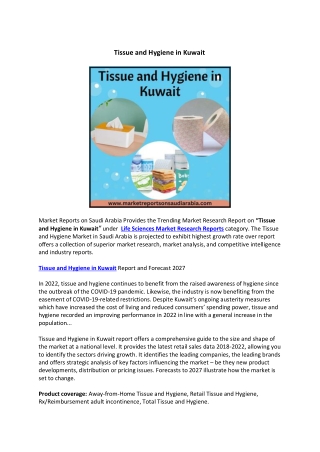 Tissue and Hygiene in Kuwait pdf file