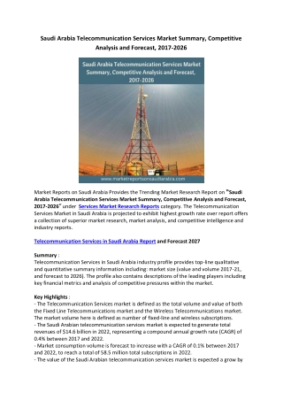 Saudi Arabia Telecommunication Services Market pdf file