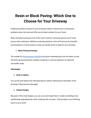 Resin or Block Paving_ Which One to Choose for Your Driveway