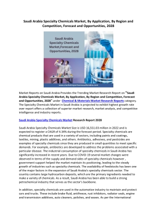 Saudi Arabia Specialty Chemicals Market pdf file