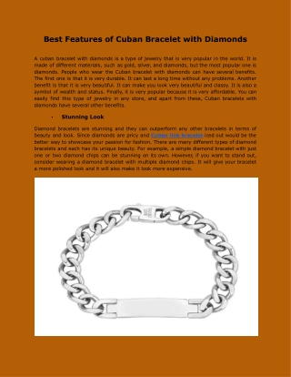 Best Features of Cuban Bracelet with Diamonds