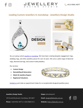 Leading Custom Jewellers In Joondalup - Jewellery Design Studio