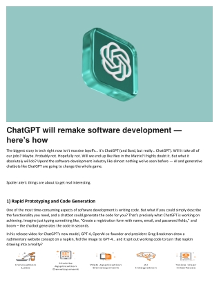 ChatGPT will remake software development
