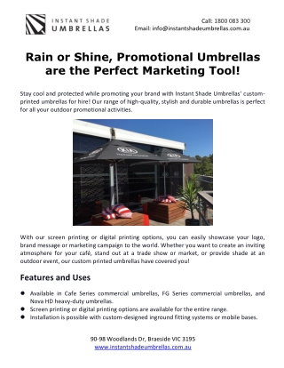 Rain or Shine, Promotional Umbrellas are the Perfect Marketing Tool!