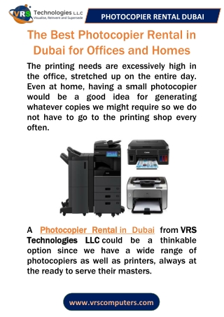 The Best Photocopier Rental in Dubai for Offices and Homes