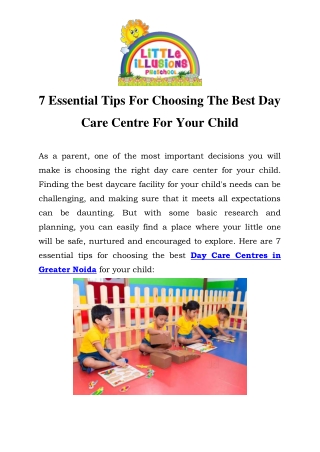Day Care Centres in Greater Noida Call-9870270337