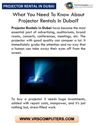 What You Need To Know About Projector Rentals In Dubai?
