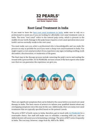 Root Canal Treatment in India