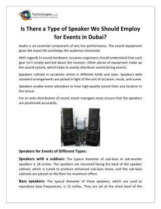 Is There a Type of Speaker We Should Employ for Events in Dubai?