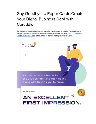Say Goodbye to Paper Cards:Create Your Digital Business Card with Cardddle