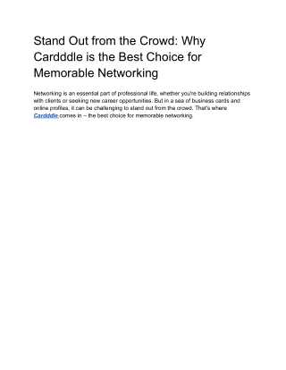 Stand Out from the Crowd_ Why Cardddle is the Best Choice for Memorable Networking