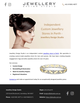 Independent Custom Jewellery Stores In Perth - Jewellery Design Studio