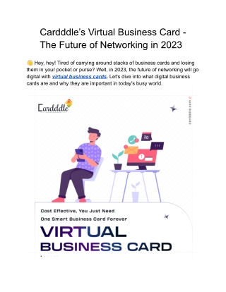 Cardddle’s Virtual Business Card -  The Future of Networking in 2023