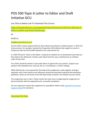 POS 500 Topic 6 Letter to Editor and Draft Initiative GCU