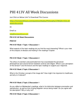 PHI 413V All Week Discussions