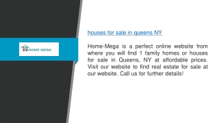 1 Family Homes or Houses For Sale in Queens, NY