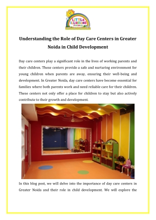 Understanding the Role of Day Care Centers in Greater Noida in Child Development