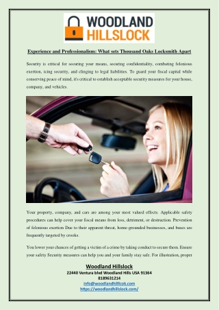 Experience and Professionalism What sets Thousand Oaks Locksmith Apart