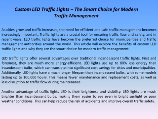 Custom LED Traffic Lights – The Smart Choice for Modern Traffic Management