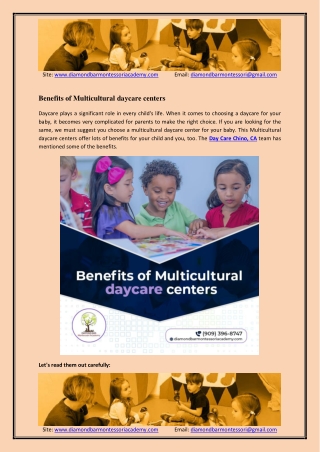 Benefits of Multicultural daycare centers
