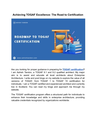 Achieving TOGAF Excellence - The Road to Certification