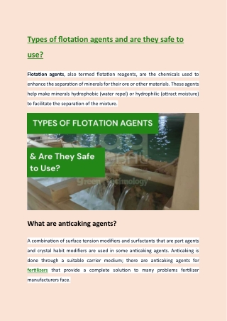 Types of flotation agents and are they safe to use?