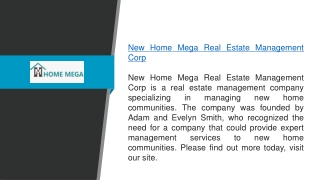 New Home Mega Real Estate Management Corp  Home-mega.com