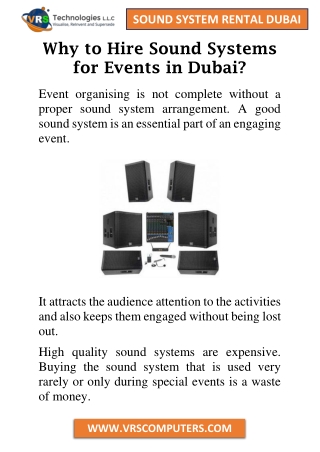 Why to Hire Sound Systems for Events in Dubai?