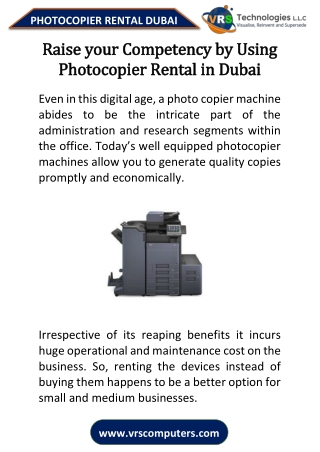 Raise your Competency by Using Photocopier Rental in Dubai