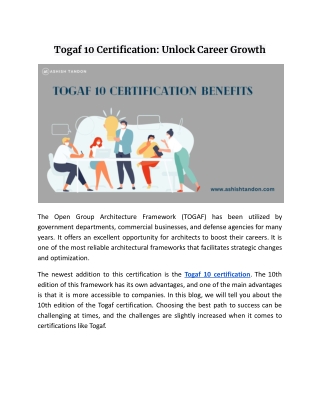Togaf 10 Certification: Unlock Career Growth