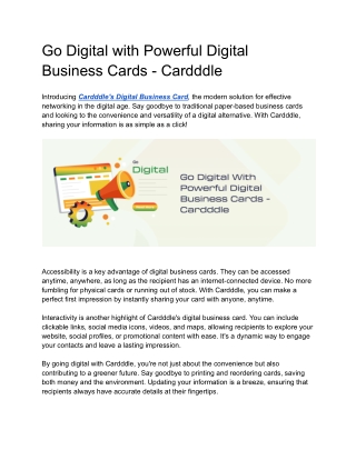 Go Digital with Powerful Digital Business Cards - Cardddle
