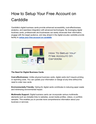 How to Setup Your Free Account on Cardddle