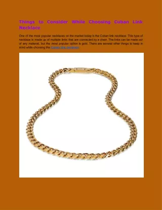 Things to Consider While Choosing Cuban Link Necklace