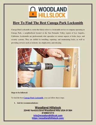 How To Find The Best Canoga Park Locksmith