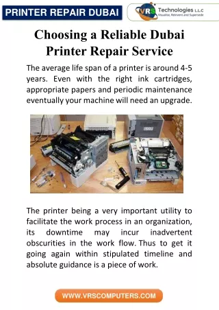 Choosing a Reliable Dubai Printer Repair Service