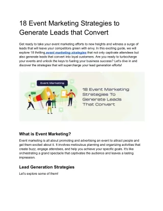 18 Event Marketing Strategies to Generate Leads that Convert