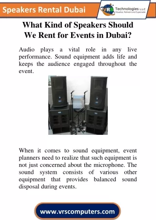 What Kind of Speakers Should We Rent for Events in Dubai?