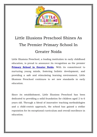 Primary School in Greater Noida Call-9870270337
