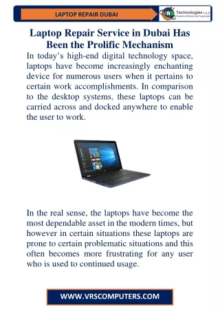 Laptop Repair Service in Dubai Has Been the Prolific Mechanism