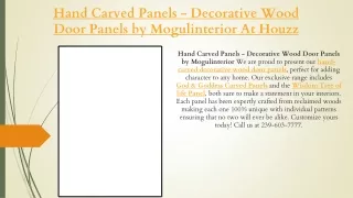 Hand Carved Panels - Decorative Wood Door Panels by Mogulinterior At Houzz