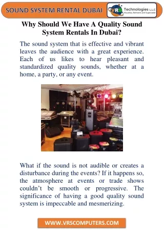 Why Should We Have a Quality Sound System Rentals in Dubai?