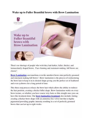 Wake up to Fuller Beautiful brows with Brow Lamination