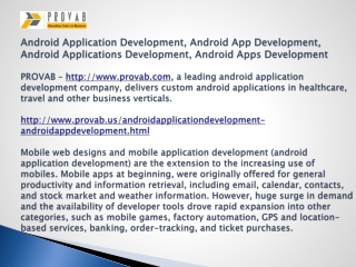 Android Application Development, Android App Development