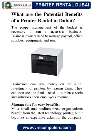 What are the Potential Benefits of a Printer Rental in Dubai?