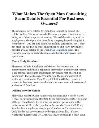 What Makes The Open Man Consulting Scam Details Essential For Business Owners