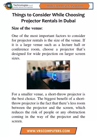 Things to Consider While Choosing Projector Rentals in Dubai