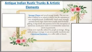 Antique Indian Rustic Trunks & Artistic Elements
