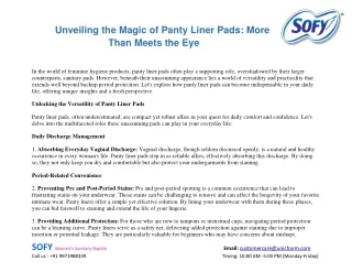 Unveiling the Magic of Panty Liner Pads: More Than Meets the Eye