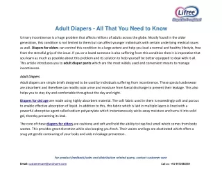 Adult Diapers - All That You Need to Know