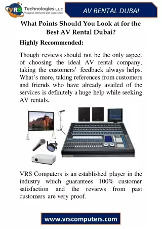 What Points Should You Look at for the Best AV Rental Dubai?